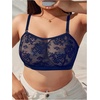 image:imageMakeMeChic Womens Plus Size Bra Floral Lace Sheer Spaghetti Strap Wireless BraletteBlue