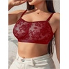 image:imageMakeMeChic Womens Plus Size Bra Floral Lace Sheer Spaghetti Strap Wireless BraletteBurgundy