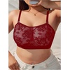 image:imageMakeMeChic Womens Plus Size Bra Floral Lace Sheer Spaghetti Strap Wireless BraletteBurgundy