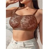 image:imageMakeMeChic Womens Plus Size Bra Floral Lace Sheer Spaghetti Strap Wireless BraletteCoffee Brown