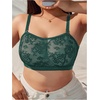 image:imageMakeMeChic Womens Plus Size Bra Floral Lace Sheer Spaghetti Strap Wireless BraletteDark Green