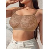 image:imageMakeMeChic Womens Plus Size Bra Floral Lace Sheer Spaghetti Strap Wireless BraletteKhaki