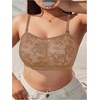 image:imageMakeMeChic Womens Plus Size Bra Floral Lace Sheer Spaghetti Strap Wireless BraletteKhaki