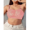 image:imageMakeMeChic Womens Plus Size Bra Floral Lace Sheer Spaghetti Strap Wireless BralettePink