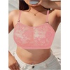 image:imageMakeMeChic Womens Plus Size Bra Floral Lace Sheer Spaghetti Strap Wireless BralettePink