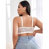 image:imageMakeMeChic Womens Plus Size Bra Floral Lace Sheer Spaghetti Strap Wireless BraletteWhite