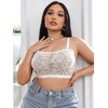 image:imageMakeMeChic Womens Plus Size Bra Floral Lace Sheer Spaghetti Strap Wireless BraletteWhite