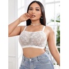 image:imageMakeMeChic Womens Plus Size Bra Floral Lace Sheer Spaghetti Strap Wireless BraletteWhite