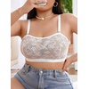 image:imageMakeMeChic Womens Plus Size Bra Floral Lace Sheer Spaghetti Strap Wireless BraletteWhite
