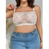 image:imageMakeMeChic Womens Plus Size Bra Floral Lace Sheer Spaghetti Strap Wireless BraletteWhite Lace