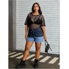 image:imageMakeMeChic Womens Plus Size Concert Outfits Fishnet Tops Black Rhinestone Mesh Short Sleeve Festival TopsBlack Fishnet