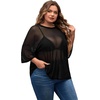 image:imageMakeMeChic Womens Plus Size Concert Outfits Fishnet Tops Black Rhinestone Mesh Short Sleeve Festival TopsBlack Mesh