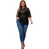 image:imageMakeMeChic Womens Plus Size Concert Outfits Fishnet Tops Black Rhinestone Mesh Short Sleeve Festival TopsBlack Mesh