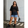 image:imageMakeMeChic Womens Plus Size Concert Outfits Fishnet Tops Black Rhinestone Mesh Short Sleeve Festival TopsBlack Rhinestone