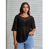 image:imageMakeMeChic Womens Plus Size Concert Outfits Fishnet Tops Black Rhinestone Mesh Short Sleeve Festival TopsBlack Rhinestone
