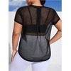 image:imageMakeMeChic Womens Plus Size Concert Outfits Fishnet Tops Black Rhinestone Mesh Short Sleeve Festival TopsBlack and White