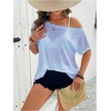 image:imageMakeMeChic Womens Plus Size Concert Outfits Fishnet Tops Black Rhinestone Mesh Short Sleeve Festival TopsBlue