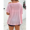 image:imageMakeMeChic Womens Plus Size Concert Outfits Fishnet Tops Black Rhinestone Mesh Short Sleeve Festival TopsPink