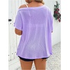 image:imageMakeMeChic Womens Plus Size Concert Outfits Fishnet Tops Black Rhinestone Mesh Short Sleeve Festival TopsPurple