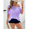 image:imageMakeMeChic Womens Plus Size Concert Outfits Fishnet Tops Black Rhinestone Mesh Short Sleeve Festival TopsPurple