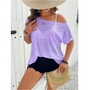 image:imageMakeMeChic Womens Plus Size Concert Outfits Fishnet Tops Black Rhinestone Mesh Short Sleeve Festival TopsPurple