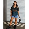 image:imageMakeMeChic Womens Plus Size Concert Outfits Fishnet Tops Black Rhinestone Mesh Short Sleeve Festival TopsTeal Blue