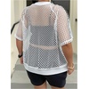 image:imageMakeMeChic Womens Plus Size Concert Outfits Fishnet Tops Black Rhinestone Mesh Short Sleeve Festival TopsWhite B