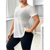 image:imageMakeMeChic Womens Plus Size Concert Outfits Fishnet Tops Black Rhinestone Mesh Short Sleeve Festival TopsWhite C