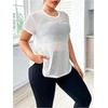 image:imageMakeMeChic Womens Plus Size Concert Outfits Fishnet Tops Black Rhinestone Mesh Short Sleeve Festival TopsWhite C