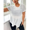 image:imageMakeMeChic Womens Plus Size Concert Outfits Fishnet Tops Black Rhinestone Mesh Short Sleeve Festival TopsWhite C
