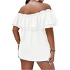 image:imageMakeMeChic Womens Plus Size Off Shoulder Tops Ruffle Short Sleeve Blouse Summer Tie Front OutfitsWhite