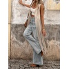 image:imageMakeMeChic Womens Rivet Suede Tassel Sleeveless Vest Jacket Open Front Cowboy Chic Fringe Vest OuterwearApricot