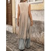 image:imageMakeMeChic Womens Rivet Suede Tassel Sleeveless Vest Jacket Open Front Cowboy Chic Fringe Vest OuterwearApricot