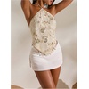 image:imageMakeMeChic Womens Sequin Halter Tops Sparkly Backless Sexy Cute Summer Camisole TopApricot a