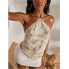 image:imageMakeMeChic Womens Sequin Halter Tops Sparkly Backless Sexy Cute Summer Camisole TopApricot a