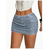 image:imageMakeMeChic Womens Sequin Sparkly Shorts Mini Micro Glitter Y2k Party Low Rise SkortDusty Blue
