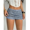 image:imageMakeMeChic Womens Sequin Sparkly Shorts Mini Micro Glitter Y2k Party Low Rise SkortDusty Blue