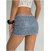 image:imageMakeMeChic Womens Sequin Sparkly Shorts Mini Micro Glitter Y2k Party Low Rise SkortDusty Blue