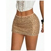image:imageMakeMeChic Womens Sequin Sparkly Shorts Mini Micro Glitter Y2k Party Low Rise SkortGold