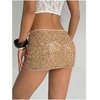 image:imageMakeMeChic Womens Sequin Sparkly Shorts Mini Micro Glitter Y2k Party Low Rise SkortGold