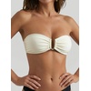 image:imageMakeMeChic Womens Strapless Bandeau Bikini Tops Tie Back Ruched Bathing Suit Summer TopsApricot