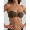 image:imageMakeMeChic Womens Strapless Bandeau Bikini Tops Tie Back Ruched Bathing Suit Summer TopsBrown