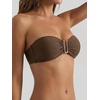 image:imageMakeMeChic Womens Strapless Bandeau Bikini Tops Tie Back Ruched Bathing Suit Summer TopsBrown