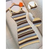 image:imageMakeMeChic Womens Striped Summer Beach Dress Sweater Mini Dresses Cover Up Vacation OutfitsBrown Yellow