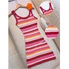 image:imageMakeMeChic Womens Striped Summer Beach Dress Sweater Mini Dresses Cover Up Vacation OutfitsHot Pink