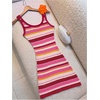image:imageMakeMeChic Womens Striped Summer Beach Dress Sweater Mini Dresses Cover Up Vacation OutfitsHot Pink