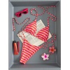 image:imageMakeMeChic Womens Striped Triangle Thong Micro Bikini Sets Halter Swimsuits Bathing SuitOrange Hot Pink
