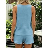 image:imageMakeMeChic Womens Summer 2 Piece Sets Knit Tank Tops Mini Shorts Set Beach Cover Ups Vacation OutfitsBlue