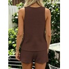 image:imageMakeMeChic Womens Summer 2 Piece Sets Knit Tank Tops Mini Shorts Set Beach Cover Ups Vacation OutfitsCoffee Brown