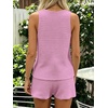 image:imageMakeMeChic Womens Summer 2 Piece Sets Knit Tank Tops Mini Shorts Set Beach Cover Ups Vacation OutfitsPink